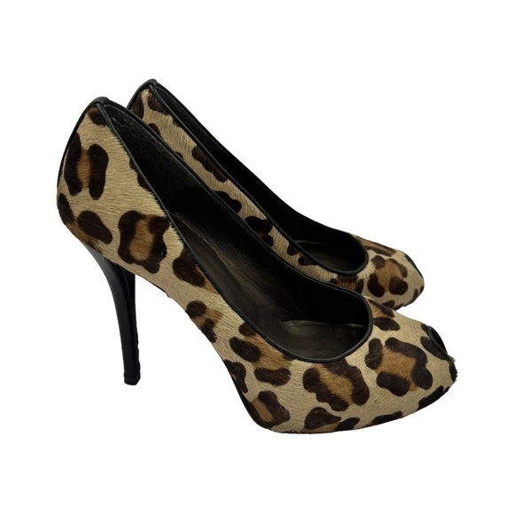 STUART WEITZMAN Pipespy Leopard-print Calf Hair Peep-Toe Platform Pump - Picture 10 of 13